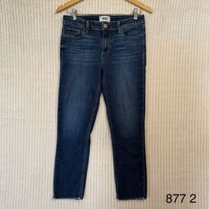 Paige Women's Skyline Skinny Crop Blue Denim Jeans Size 28x25 Frayed Hem